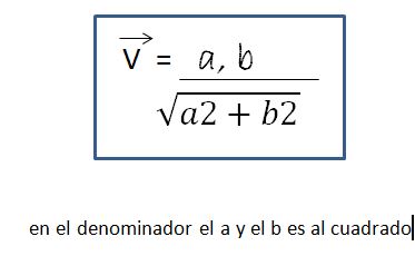 Formula del vector derivada direccional, el denominador es a al cuadrado + b al cuadrado