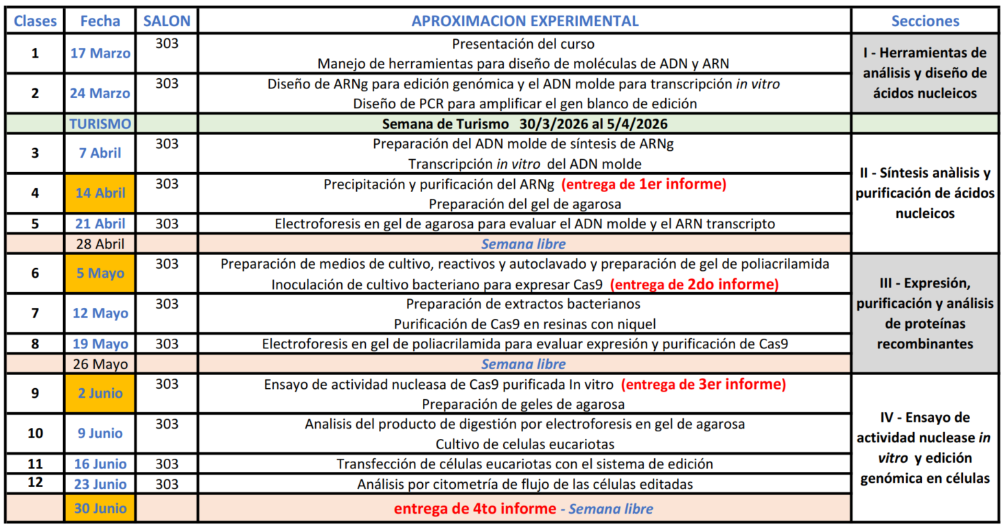 Cronograma de clases